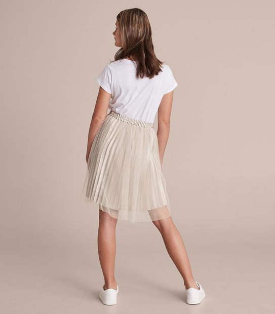 Metallic Pleat Midi Skirt