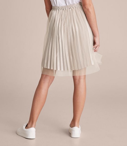 Metallic Pleat Midi Skirt