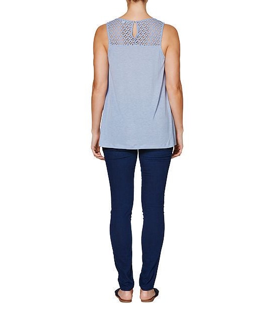 Lace Trim Linen Blend Tank Top 2 of 3