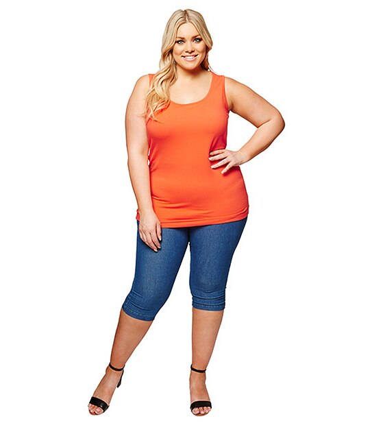 Belle Curve Scoop Neck Tank - Orange