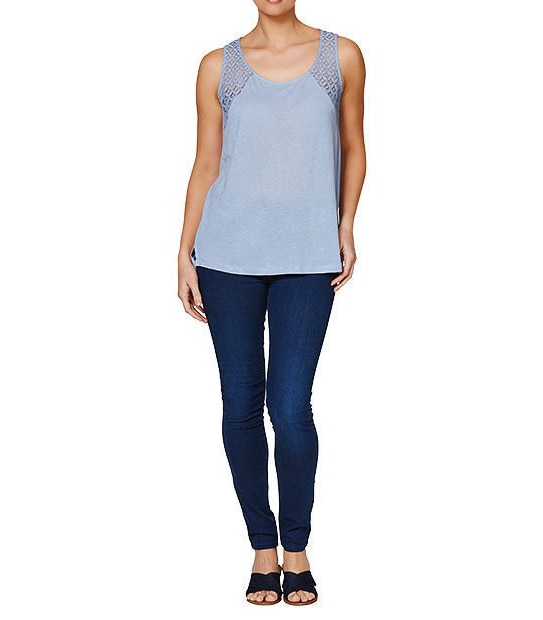 Lace Trim Linen Blend Tank Top 3 of 3
