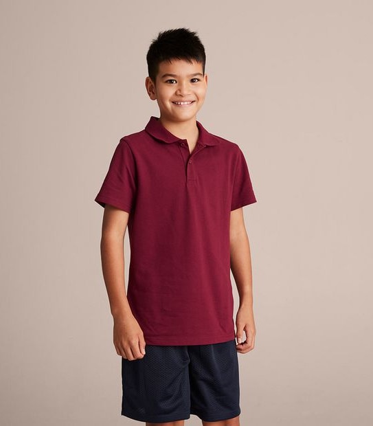 burgundy polo shirt school