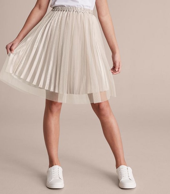 Metallic Pleat Midi Skirt