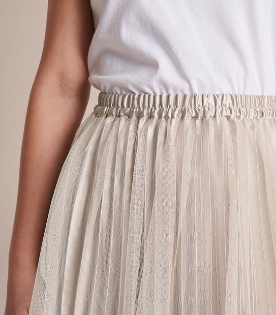 Metallic Pleat Midi Skirt