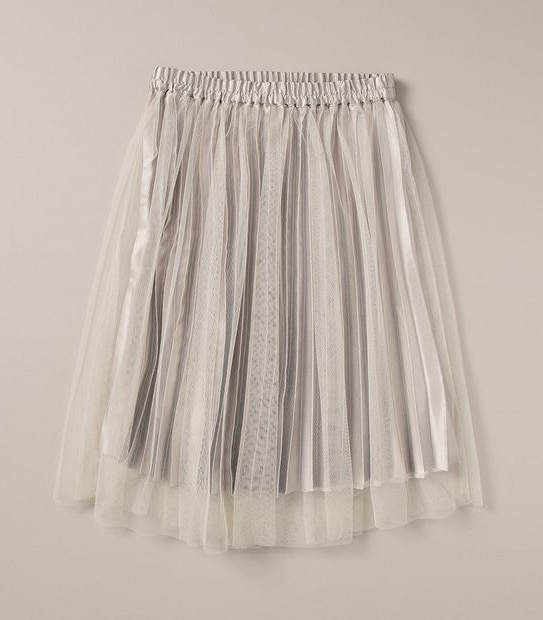 Metallic Pleat Midi Skirt