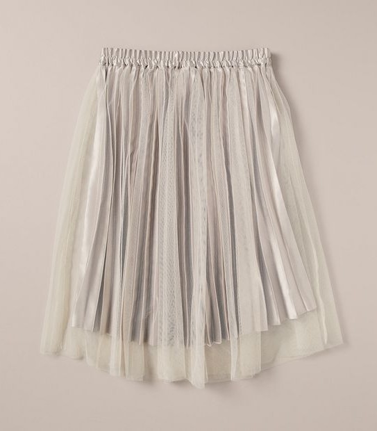 Metallic Pleat Midi Skirt