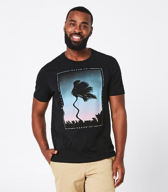 Men's Warped Paradise Print T-Shirt