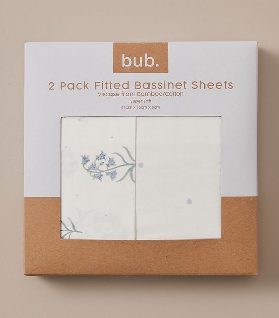 bub. 2 Pack Fitted Bassinet Sheets