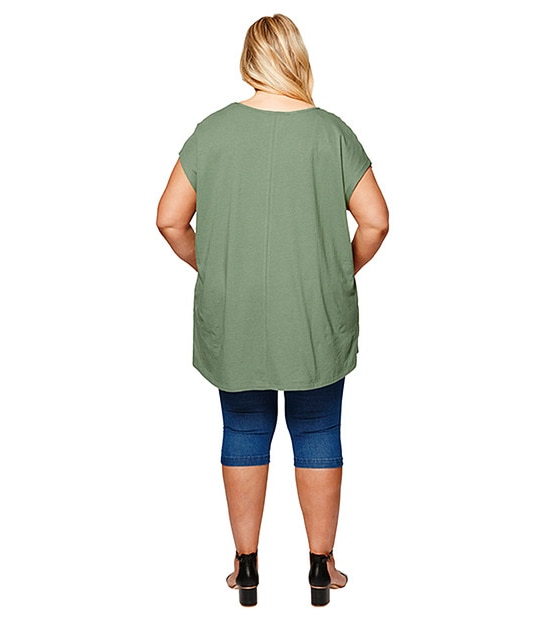Belle Curve Woven Front T-Shirt - Seaspray 2 of 5