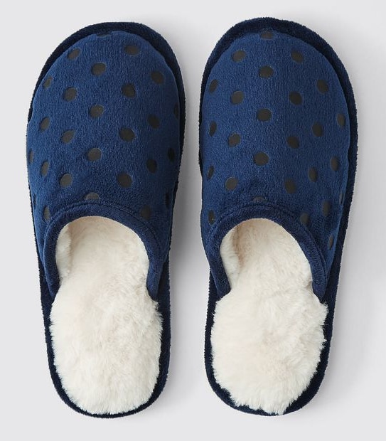 Sophia III Polka Dot Slipper Scuffs - Navy