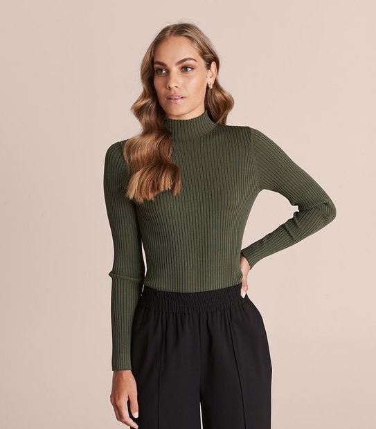 Preview High Neck Rib Knit Top