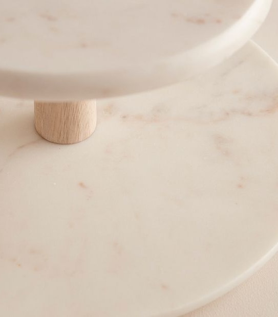 Marble & Wood 2 Tier Cake Stand