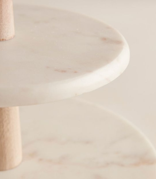 Marble & Wood 2 Tier Cake Stand