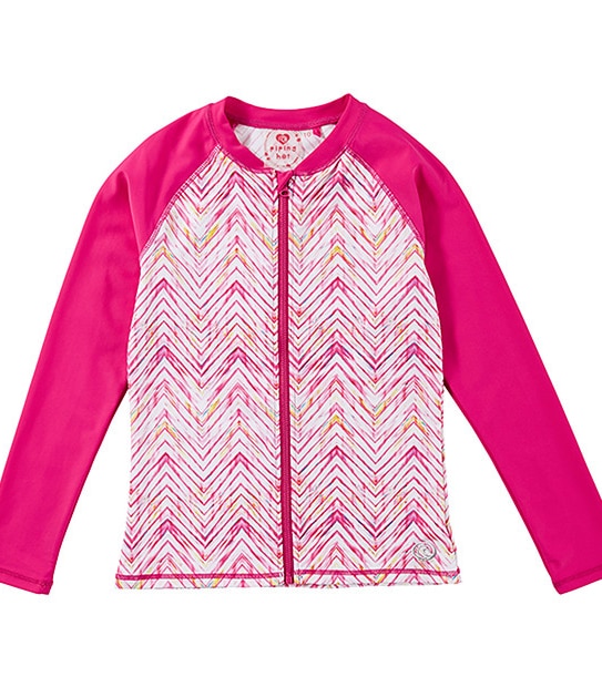 Girls' Piping Hot Long Sleeve Zip Front Rash Vest