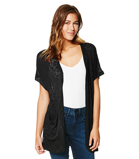 Lily Loves Lace Insert Cardigan - Black