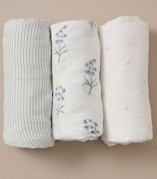 bub. 3 Pack Bamboo Muslin Wraps