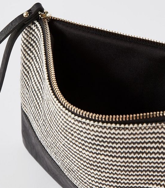 Woven Textured Pouch - Black