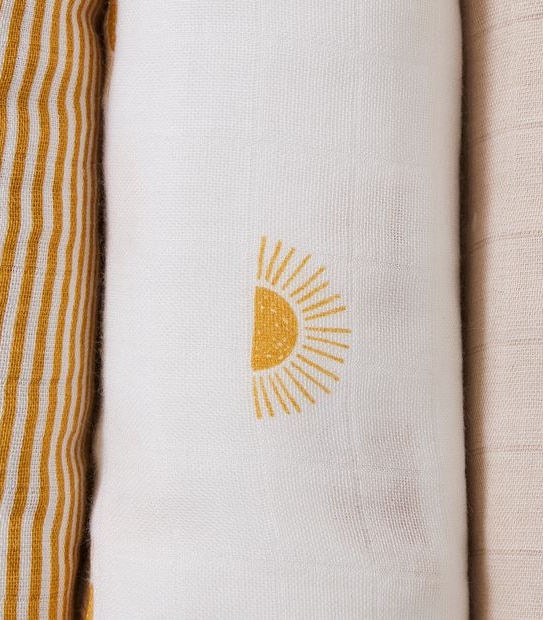 bub. 3 Pack Bamboo Muslin Wraps