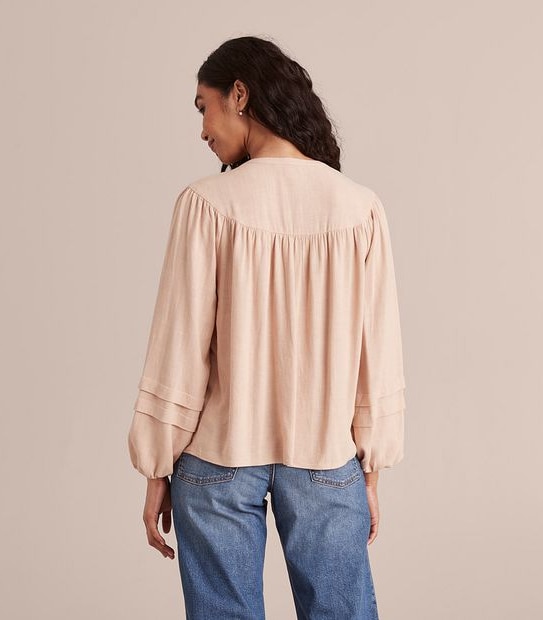 Linen Blend Woven Sleeve Blouse