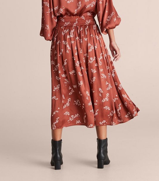 Preview Shirred Waist Midi Skirt