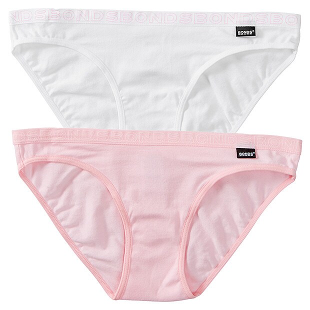 Bonds 2 Pack Hipster Bikini Briefs - White/Pink Bonds 2 Pack Hipster Bikini Briefs - White/Pink