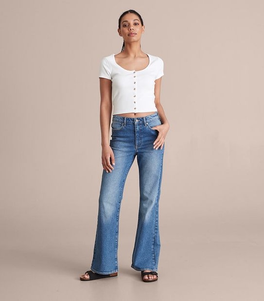 Lily Loves Button Front Rib T-Shirt