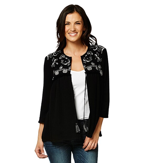 Life & Style Embroidered Top - Black