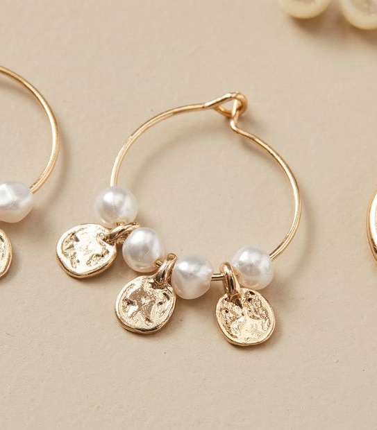 6 Pack Stud Hoop Earrings