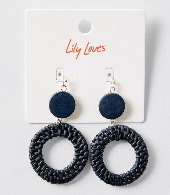 Lily Loves Rattan Drop Earrings - Navy Blue