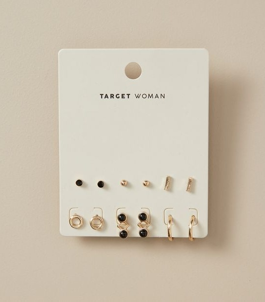 6 Pack Stud Earrings