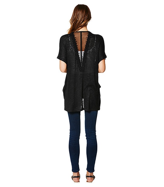 Lily Loves Lace Insert Cardigan - Black
