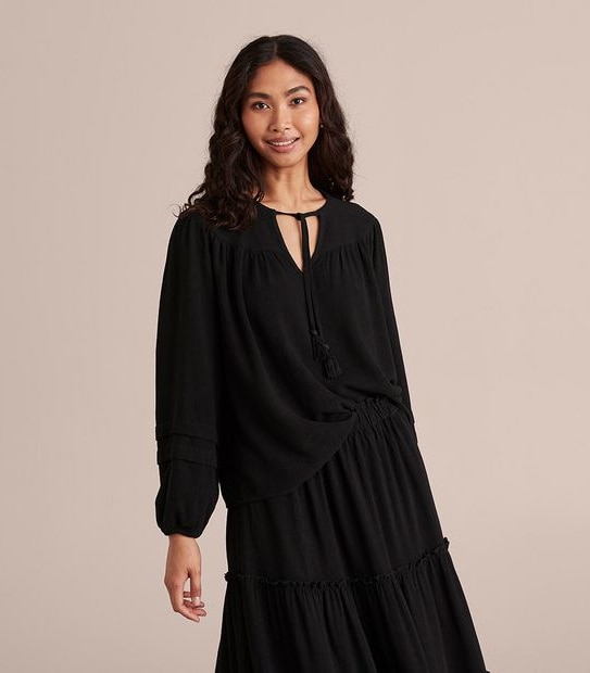 Linen Blend Woven Sleeve Blouse