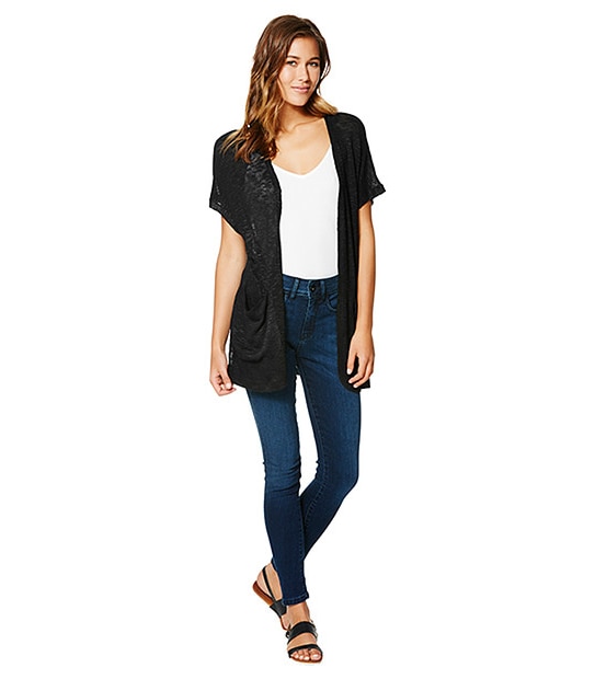 Lily Loves Lace Insert Cardigan - Black