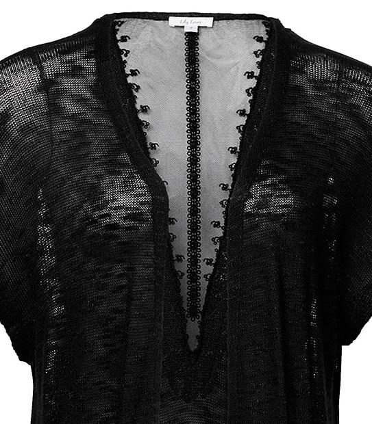 Lily Loves Lace Insert Cardigan - Black