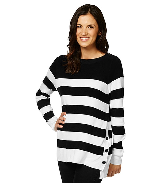 Hi-Low Jumper - Black / White Stripe