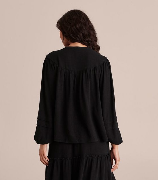 Linen Blend Woven Sleeve Blouse