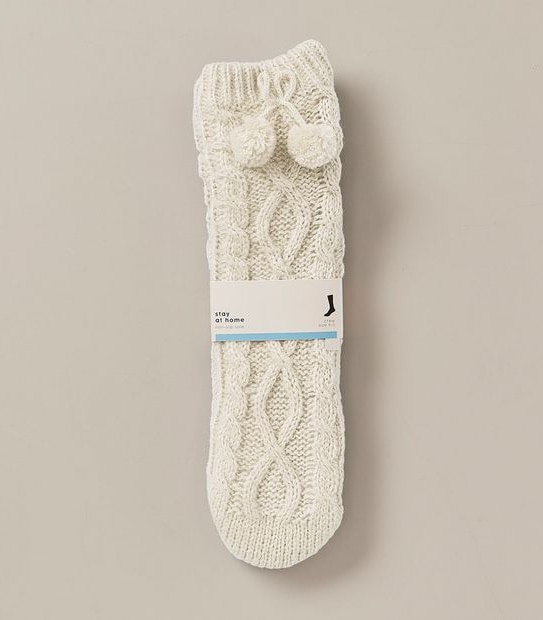 Stay at Home Cable Knit Crew Socks