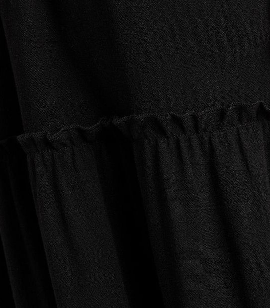 Linen Blend Tiered Maxi Skirt