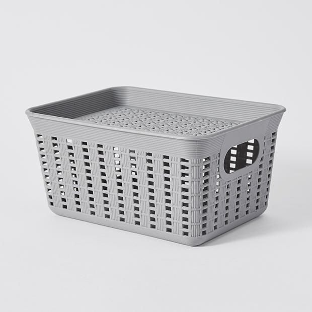 small grey storage baskets