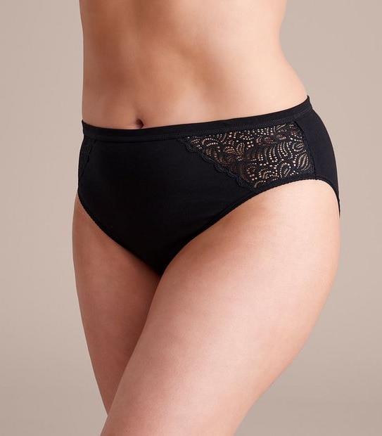 Fuller Figure Organic Cotton and Lace High Cut Briefs; Style: LHF27842