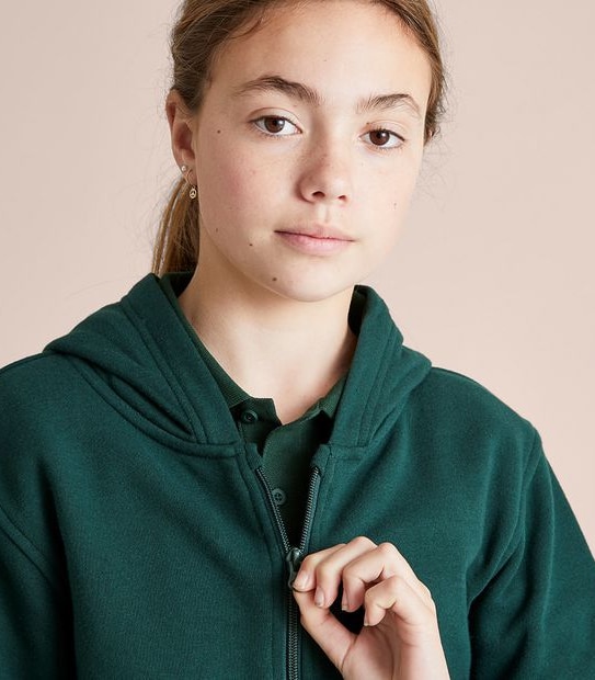 School Fleece Zip Thru Hoodie