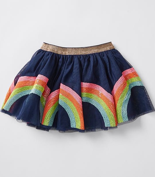 Rainbow Sequin Mesh Skirt