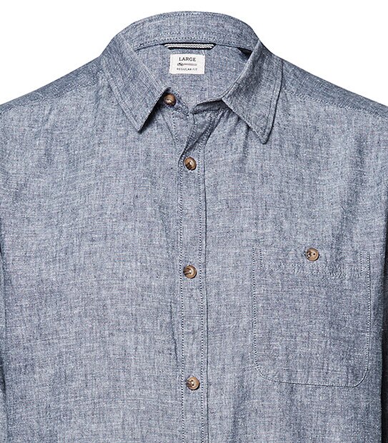 Long Sleeve Linen Shirt - Indigo