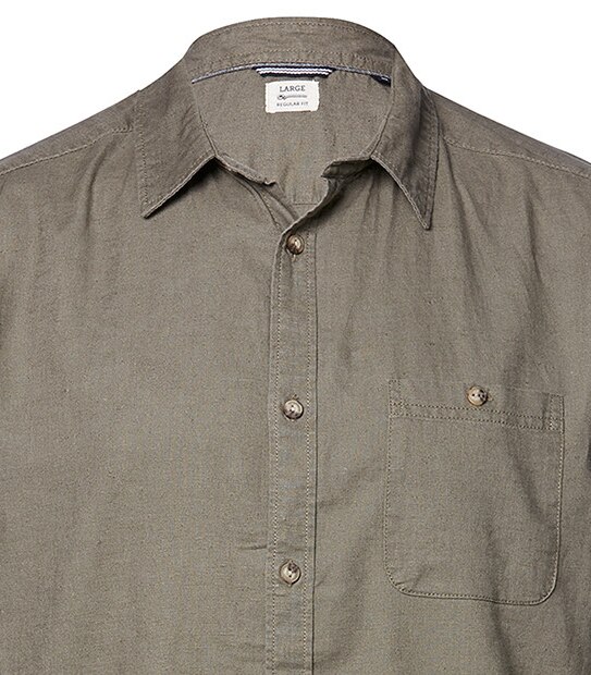 Long Sleeve Linen Shirt - Brown