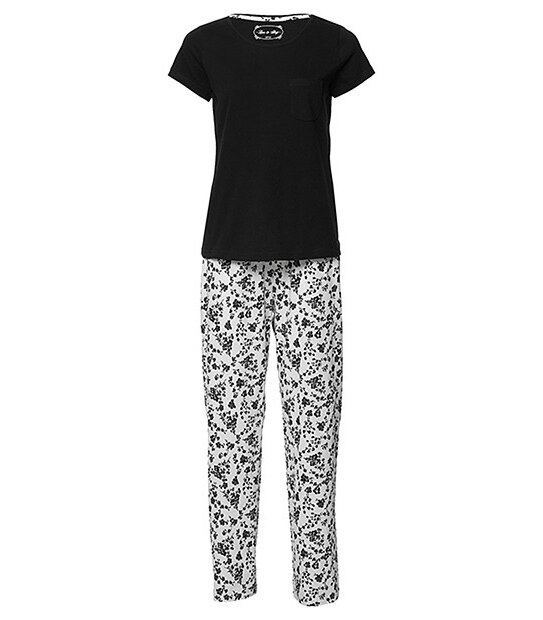 Floral Pyjama Set - Black