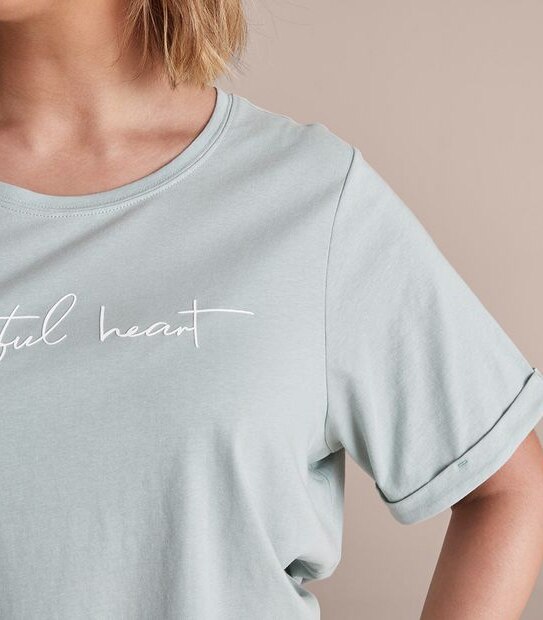 Curve Crew Neck Print T-Shirt