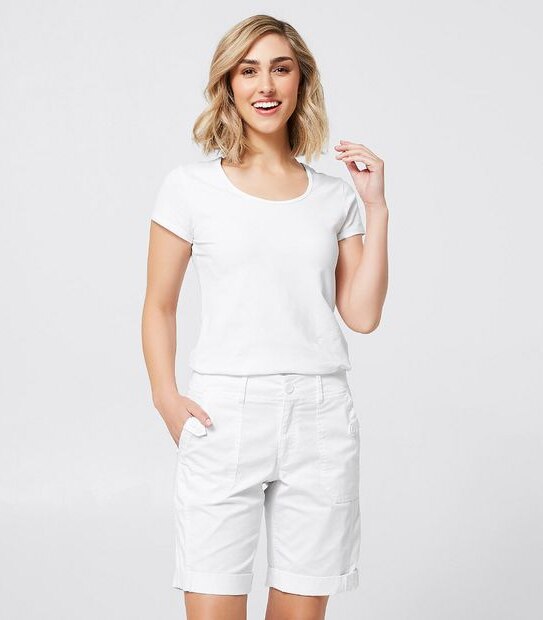 Ribbed Waist Shorts - White