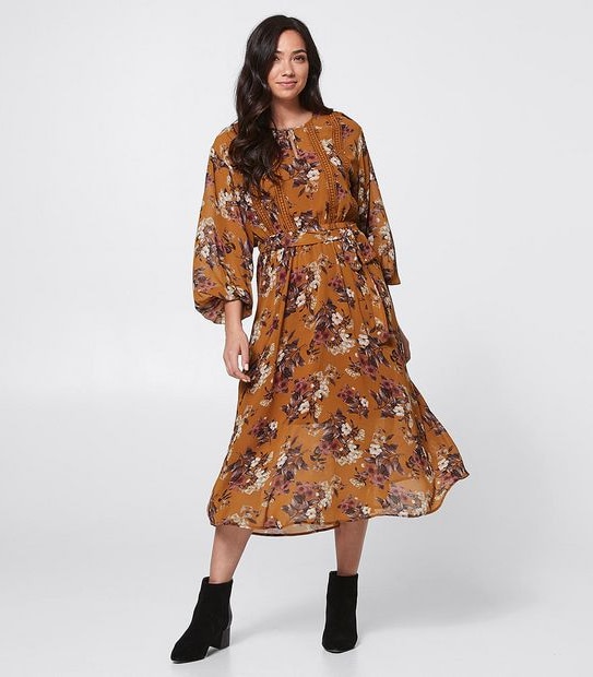 Trim Insert Maxi Dress - Orange Floral | Target Australia