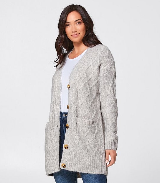 Cable Knit Button Through Cardigan - Light Grey Marle | Target Australia