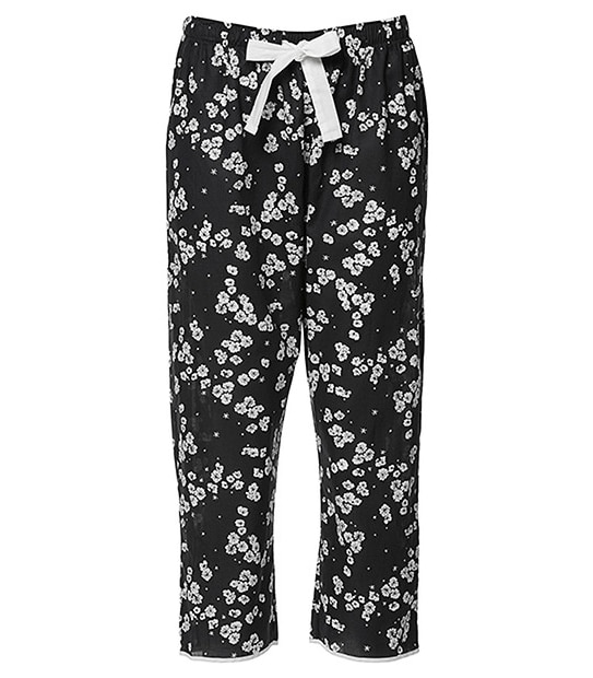 Floral 3/4 Pyjama Pants - Black